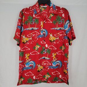 Alvish Enjoy Life Surfing Santa Hawaiian Shirt Red Men's Small